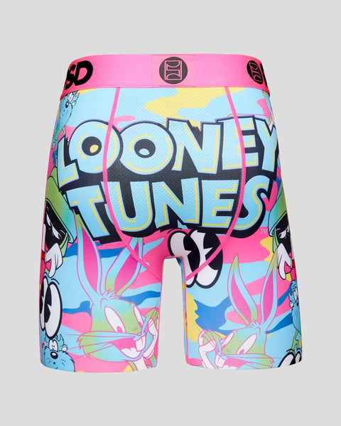 Looney Tunes boxer briefs with colorful graphic print featuring large 