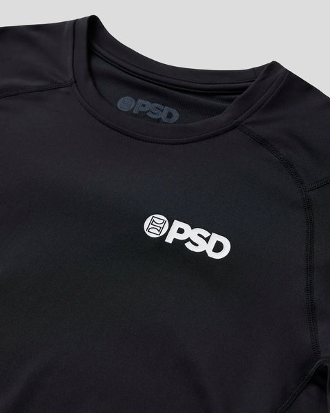 Black short-sleeve compression tee with crew neckline and white OPSD logo on chest.