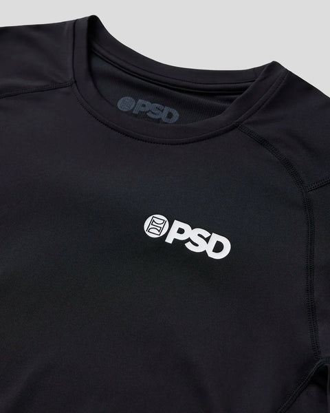 Black long-sleeve compression tee with crew neckline and white OPSD logo on chest.