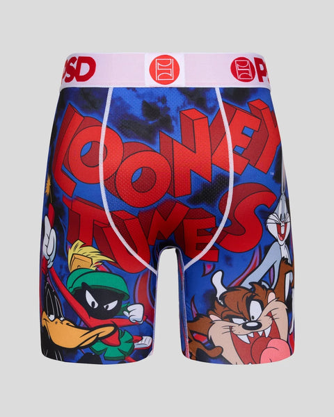 Men's boxer briefs with Looney Tunes characters and red 