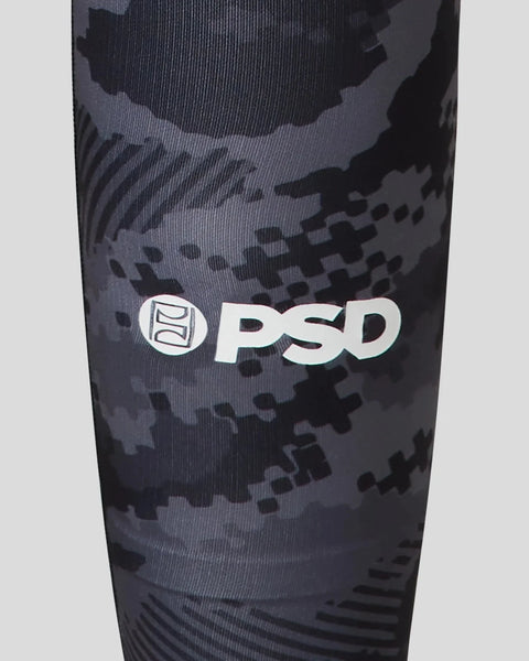 Night camo patterned 3/4 length tight with PSD logo on thigh.