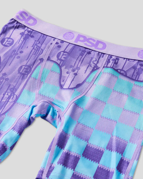 Purple and turquoise checkered boxer briefs with 