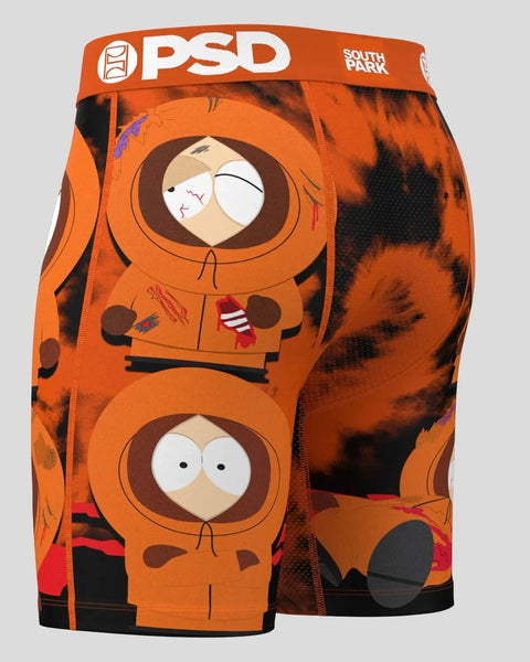 Orange PSD underwear featuring South Park characters in orange parkas with brown hoods and graphic designs.