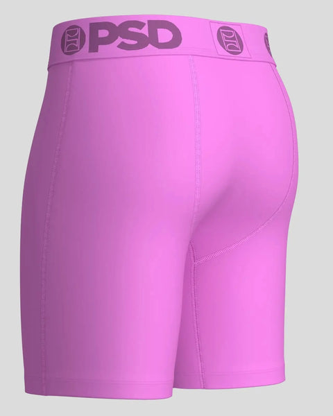 Pink PSD Modal Solids athletic shorts with branded waistband and side seam stitching.