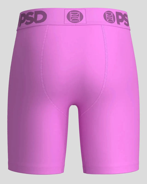 Blush pink modal shorts with PSD waistband and center seam stitching, back view.