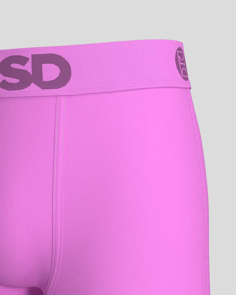 Blush pink modal underwear with branded waistband and center seam detail.