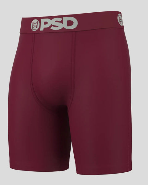 Burgundy boxer briefs with OPSD waistband and logo on elastic band.
