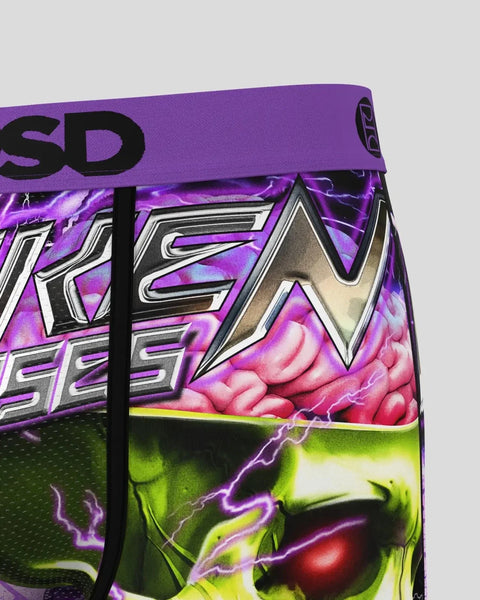 Purple and black athletic shorts with 