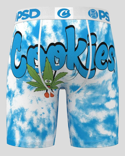 Blue and white tie-dye PSD boxer shorts with 
