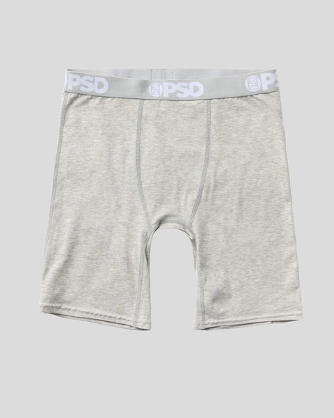 Light gray boxer briefs with PSD waistband and contrast stitching.