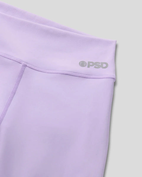 Lavender-colored fabric with PSD branding and stitched waistband detail.