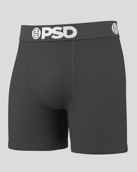 Dark gray ribbed boxer briefs with OPD branded waistband and center seam detail.