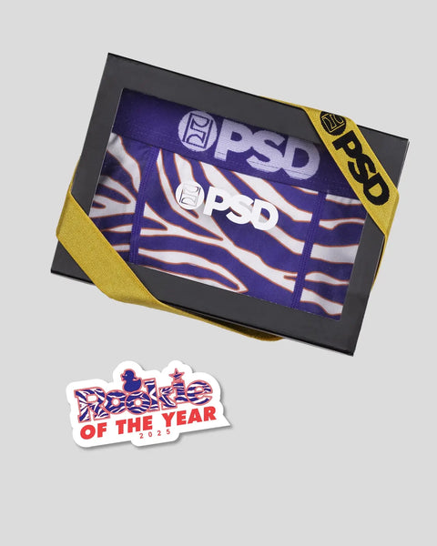 PSD underwear in black box with yellow tissue paper and 