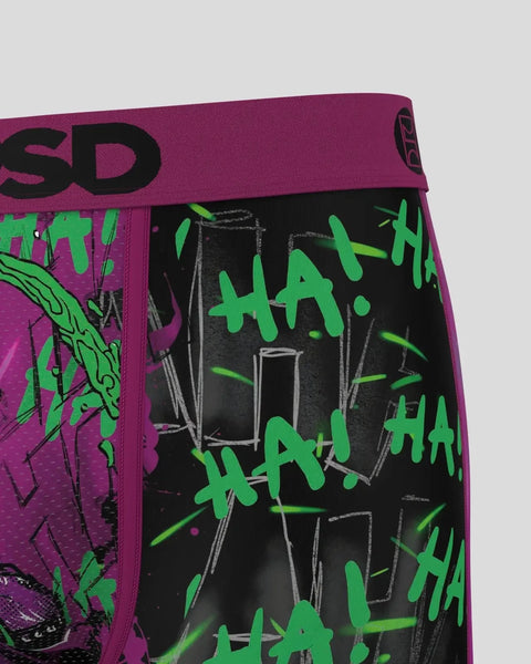 Purple and black boxer briefs with green 