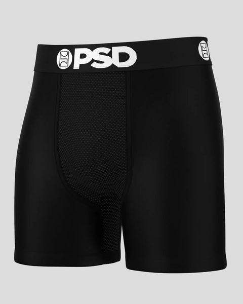 Black boxer briefs with white OPSD branding on elastic waistband and textured front panel.