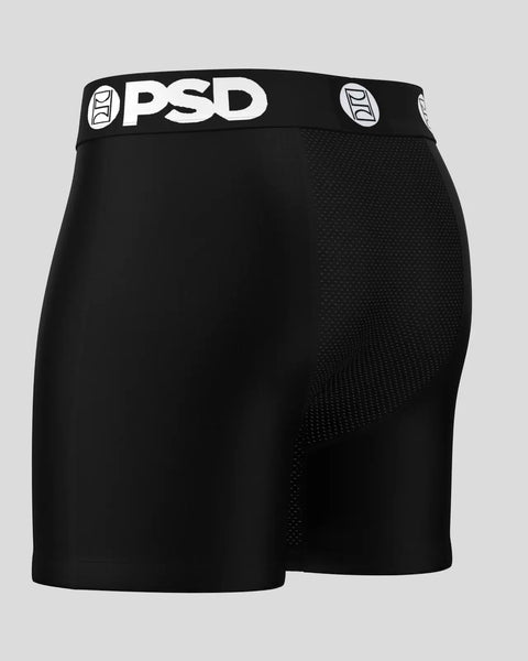 Black boxer briefs with PSD waistband and mesh panel on right side.