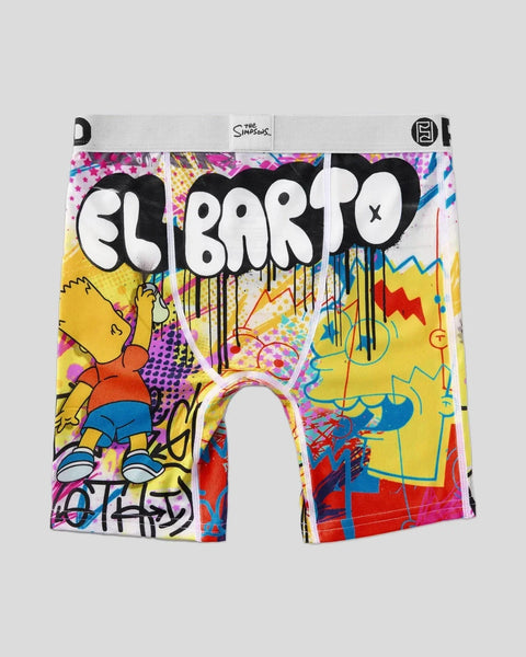 Colorful shorts featuring Bart Simpson character with 