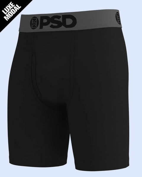 Black boxer briefs with grey waistband and OPS branding.