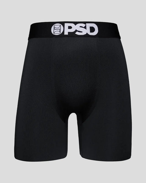 Black ribbed boxer briefs with PSD branding on waistband.