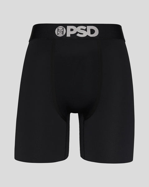 Black boxer briefs with PSD waistband and mesh panels on sides.