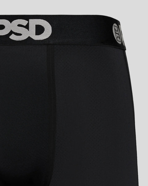 Black mesh briefs with elastic waistband featuring 