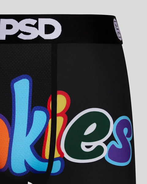 Black PSD brand underwear with colorful 