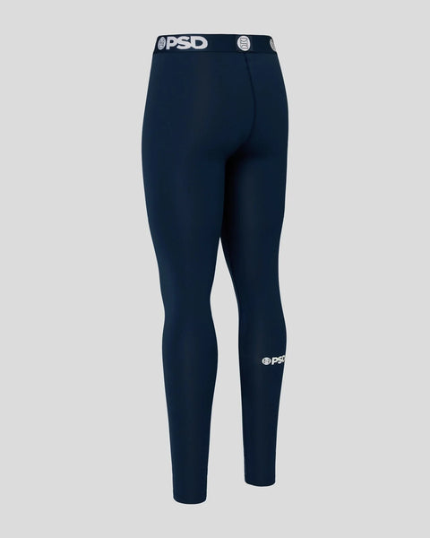 Navy blue fitted leggings with PSD waistband and logo details on waistband and leg.
