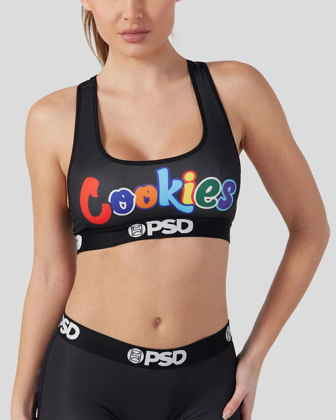 Black sports bra with colorful 