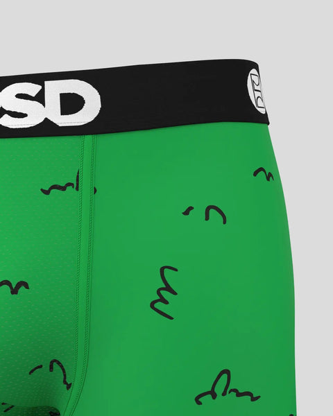 Green underwear with black waistband printed with 