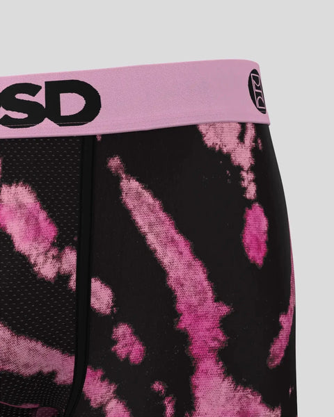 Black and pink boxer briefs with pixelated Simpsons character graphic and pink waistband with 