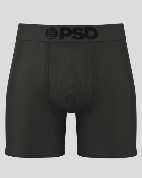 Gunmetal gray boxer briefs with PSD waistband and textured center panel.