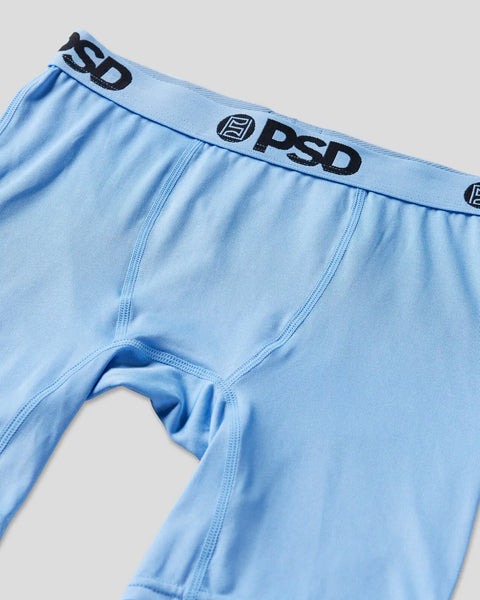 Light blue brief with black PSD waistband and logo detailing.