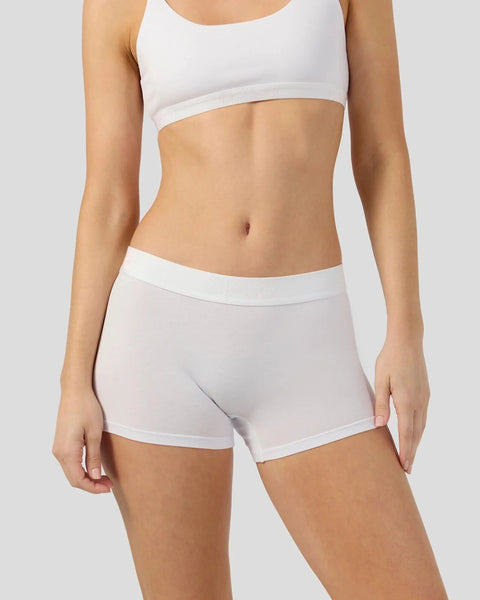 White crop top and shorts set in solid modal fabric.