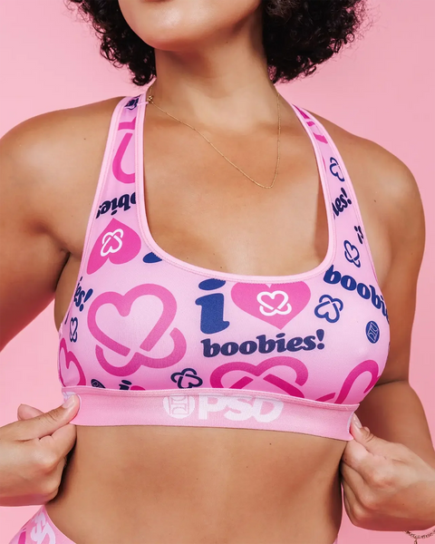 Pink sports bra with 