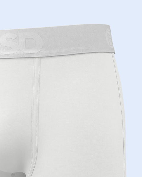 White modal briefs with contrast waistband and center seam detail.