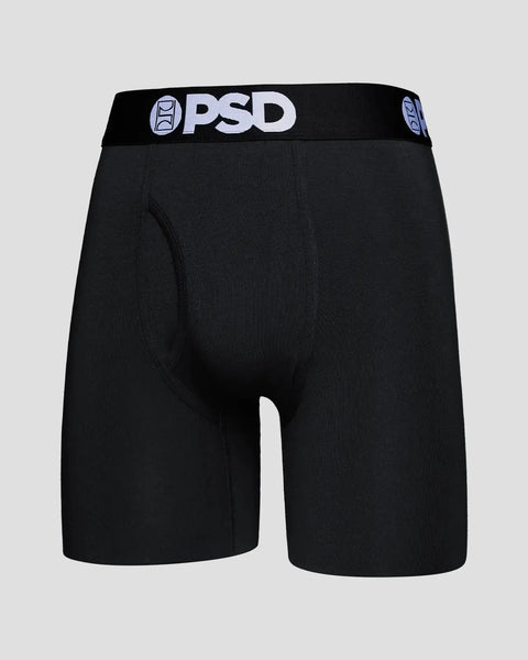 Black modal boxer briefs with PSD branded waistband and logo detailing.