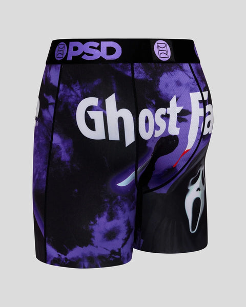 Black and purple tie-dye boxer briefs with 