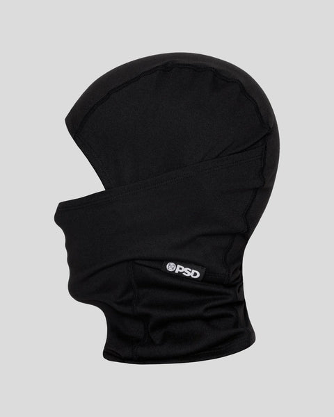 Black balaclava with PSD logo on front, shown on gray background.