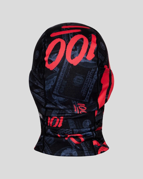 Black and red knit balaclava with 