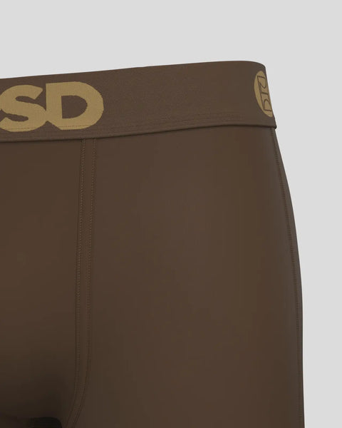 Cocoa-brown underwear with tan waistband featuring 
