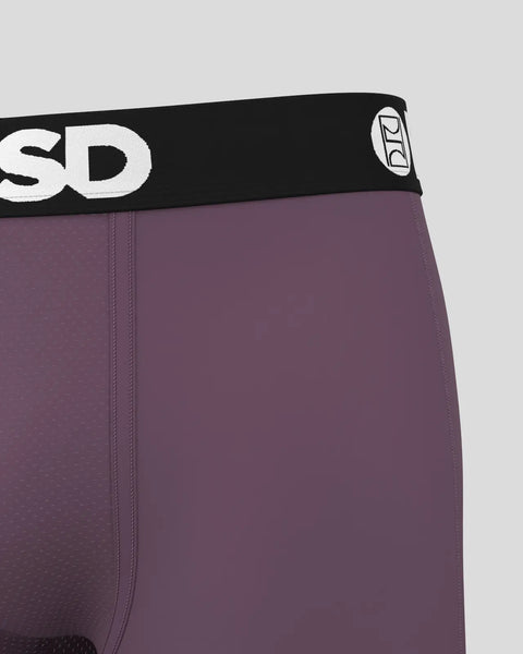 Jewel purple solid-colored underwear with black elastic waistband featuring white 