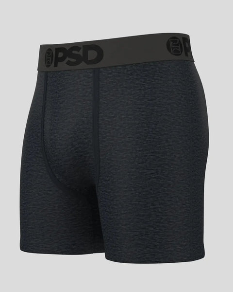 Charcoal heathered men's boxer briefs with black PSD branded waistband.