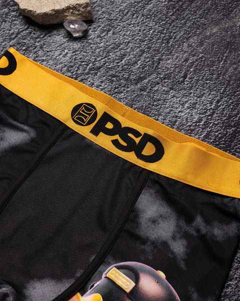 Black underwear with yellow waistband featuring 