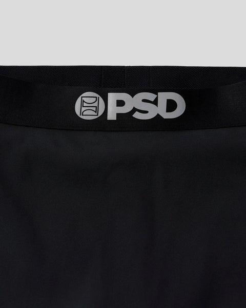 Black briefs with PSD brand logo on elastic waistband.