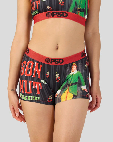 PSD underwear set with red waistband and black shorts featuring 