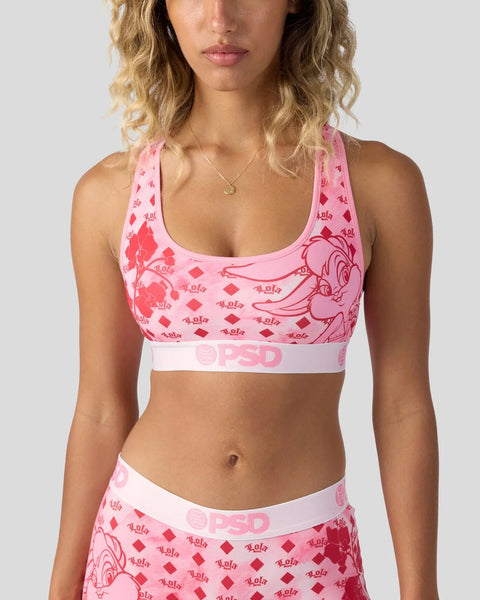 Pink sports bra with 