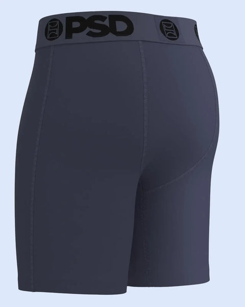 Dark purple modal shorts with PSD waistband and side seam detailing.