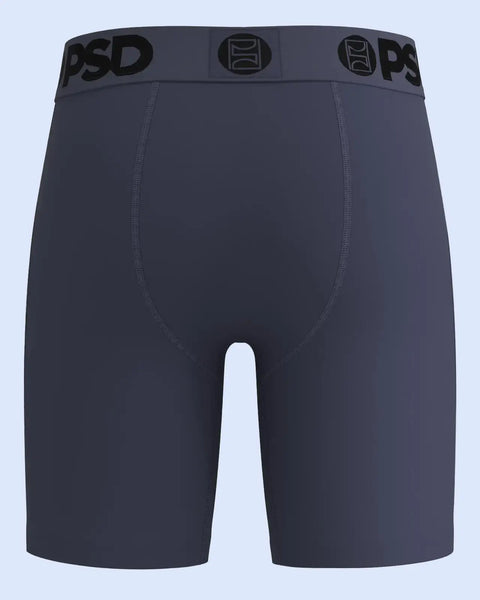 Dark gray modal boxer briefs with PSD waistband and center seam detail.