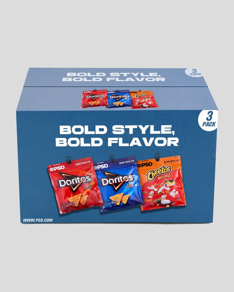 Three-pack snack box containing two Doritos bags and one Cheetos bag with individual serving sizes.